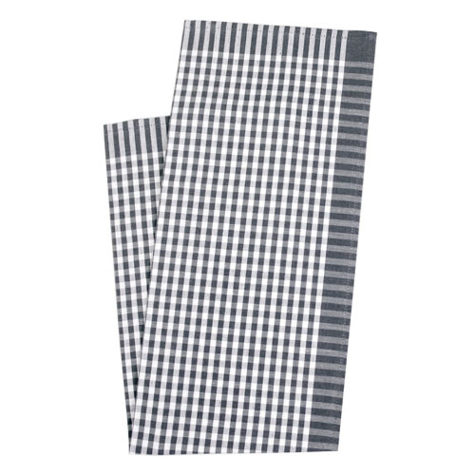 Kitchen towel, check small grey 