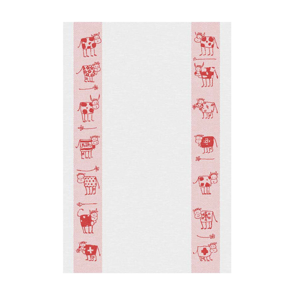 Kitchen towel, cow stripe red 