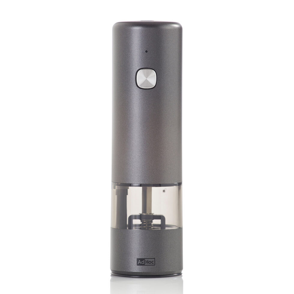 Electric pepper or salt mill
with light, dark gray 