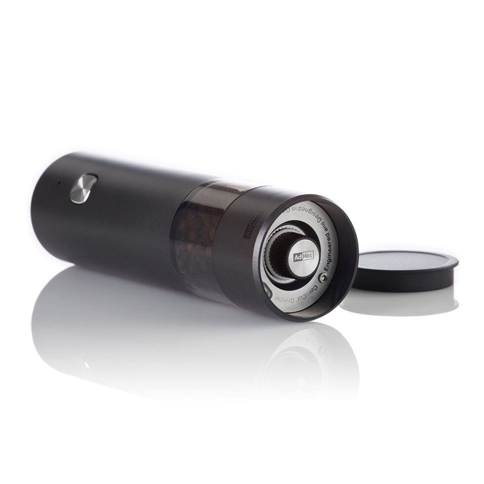 Electric pepper or salt mill
with light, dark gray 