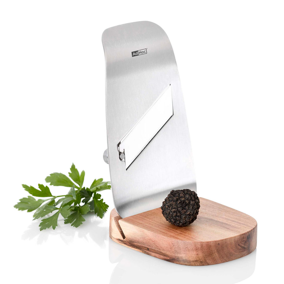 Trancheuse truffe / fromage avec support en bois 