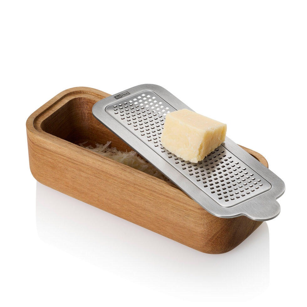 Râpe fine de table avec bol en bois 