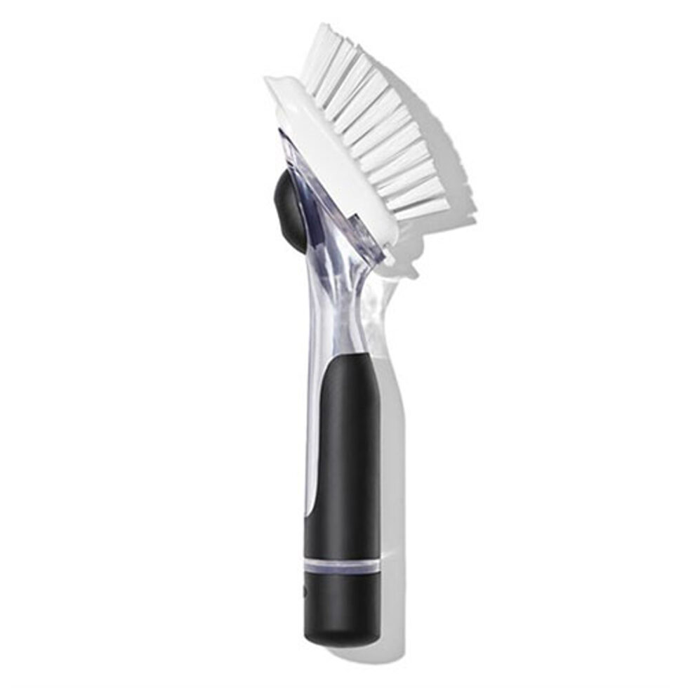 Dish brush with soap dispenser with handle 