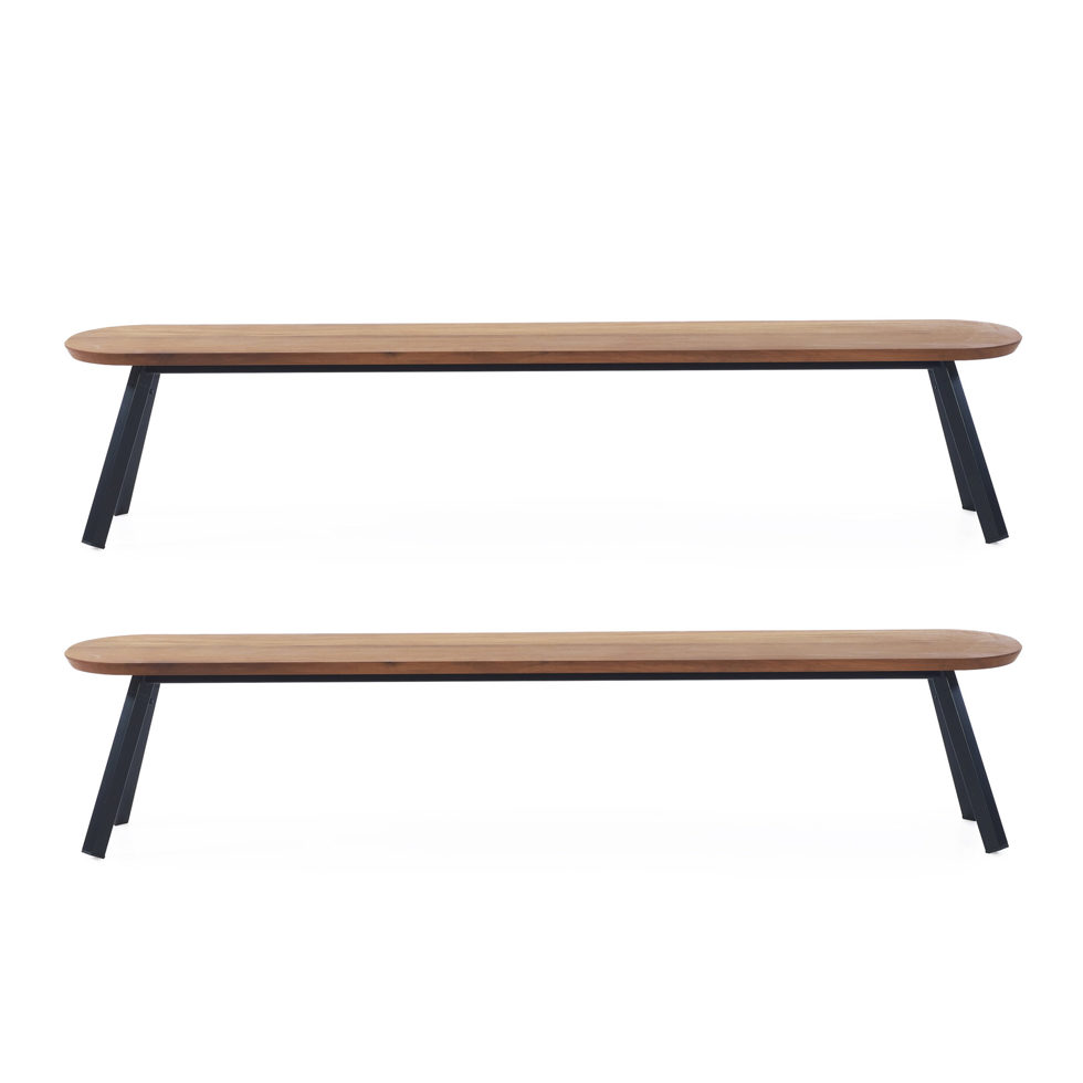 Banc noir 220 cm Lot de 2 