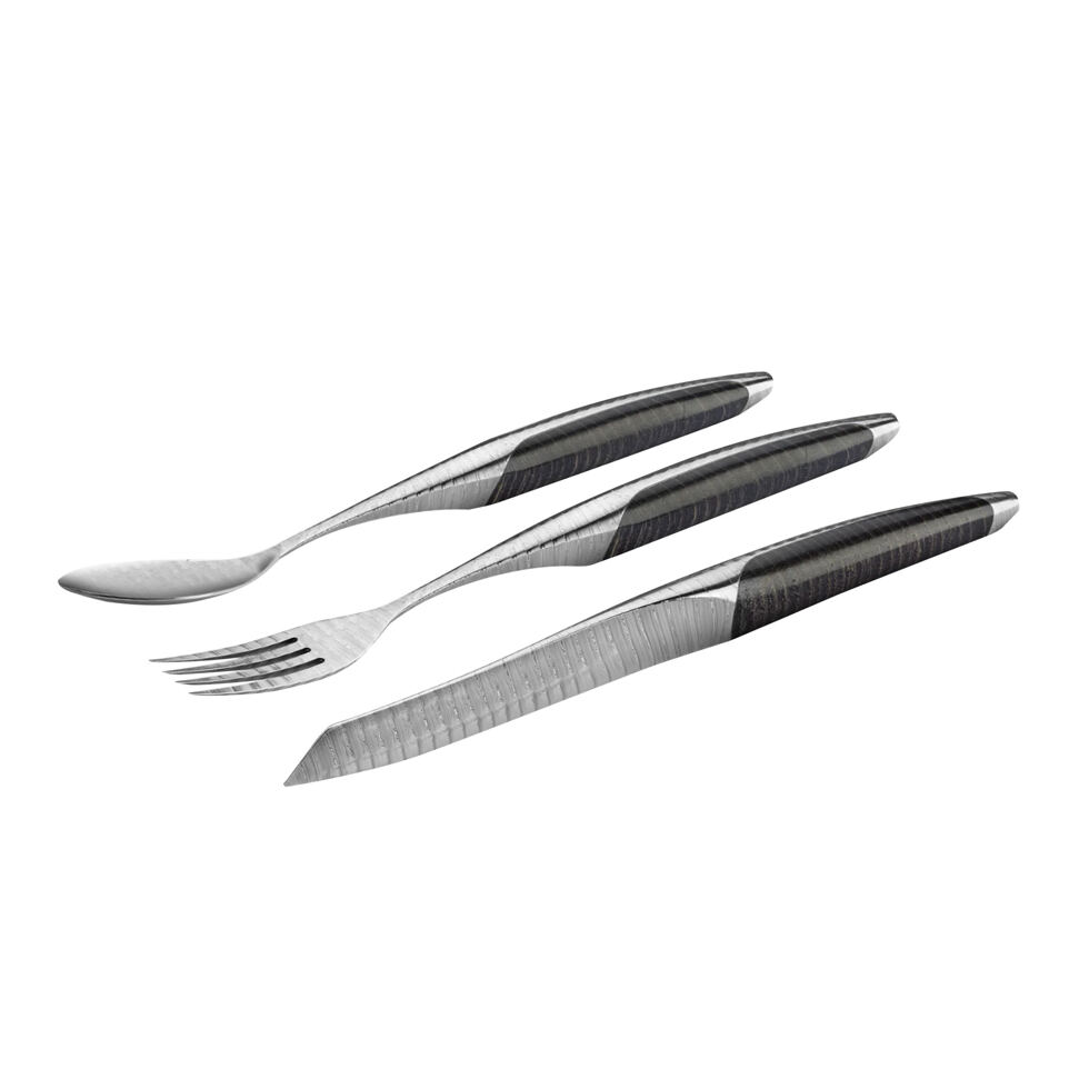Couverts à steak Damas frêne noir
set de 3 pièces 
