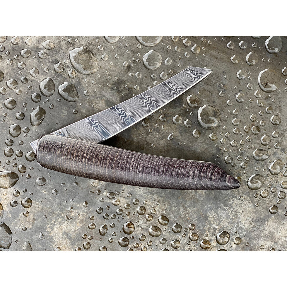 Couteau de poche à steak Damas, Frêne noir 