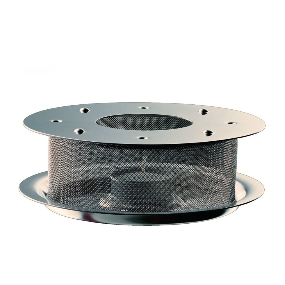 Rechaud rond "Filio" chromé avec treillis métallique 