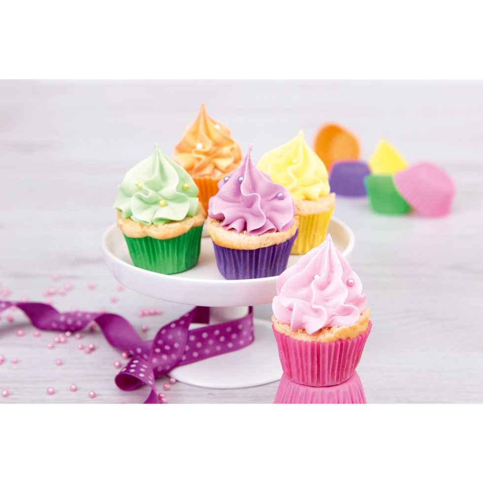 Papierbackformen  
bunt mini 100 Stk. 