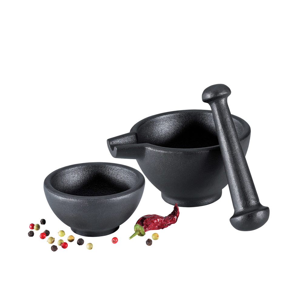 Mortar cast iron set of 2 